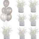 Aluminum Foil Balloon Weights for Parties (6 pcs) - 0.31lb (140g) Each - Premium Balloon Anchors for Birthday, Wedding, Dinner, Indoor & Outdoor Decorations(White 6pcs)