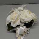 Verichy 8.5 Inches Wedding Bouquet Cream Artificial Flower Bouquet 15 Faux Roses for Bride Wedding Marriage Proposal Party Church Decoration