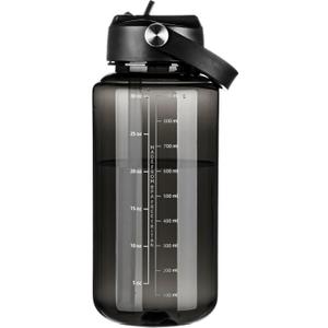 OLDLEY 32 oz Clear Water Bottle with Straw,Tritan BPA-Free, Wide Mouth, Leak Proof - for Gym, Travel, Home, School, Office (Black)