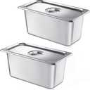 Mifoci 2 Pack Stainless Steam Hotel Pan with Lid, 1/3 Size x 6 Inch Deep Steam Table Pan Restaurant Supplies Reusable Anti Rust Water Tool for Home, Party, Restaurant, Hotel, Buffet