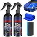 3 in 1 Ceramic Car Coating Spray,Multi-Functional Coating Renewal Agent,High Protection Quick Car Coating Spray Fast-Acting,Plastic Parts Refurbish Agent,Waterless Car Wash,Nanotechnology (2PCS)