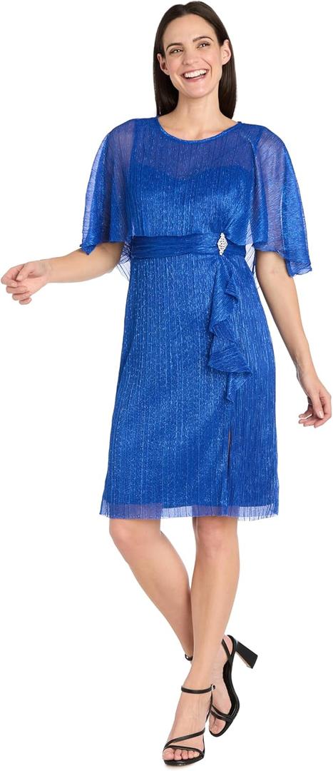 R&M Richards Women's Crystal Cascade Capelet Dress (6)