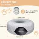 24inch-Tunnel Bed for Indoor,cattasaurus Peekaboo cat cave for Multiple,Detachable Felt Felt Washable Interior for Indoor Cats,Donut Tunnel (Light Gray)