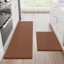 StepRite Kitchen Mats, 2PCS Kitchen Rugs, Cushioned Anti Fatigue Kitchen Mats for Floor, Non-Slip Standing Desk Mat, Waterproof Kitchen Rug Set for Kitchen, Floor, Office, 17.3"x30"+17.3"x47", Khaki