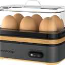 Evoloop Rapid Egg Cooker Electric 6 Eggs Capacity, Soft, Medium, Hard Boiled, Poacher, Omelet Maker Egg Poacher With Auto ShutOff, BPA Free, Black