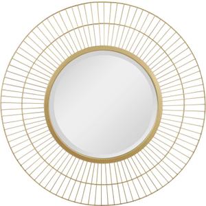 Stonebriar 24" Round Gold Metal Wire Wall Mirror with Attached Hanger, Decorative Modern Decor for the Living Room, Bedroom, Bathroom, Hallway, and Entryway (23.8"L x 23.8"W)