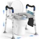 KingPavonini Toilet Seat Risers for Seniors, Raised Toilet Seat with Handles with Adjustable Height & Width, Soft Padded Seat, Elevated Toilet Seat Riser, Load 500lb, Fit Any Toilet