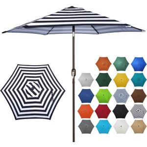 Blissun 7.5 ft Patio Umbrella, Yard Umbrella, Outdoor Market Umbrella with Push Button Tilt Crank (Black&White)