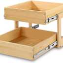 Pull Out Cabinet Organizer, 26''W21''D16''H Soft Close Slide Out Wood Drawer Shelves Storage for Kitchen, 2-Tier, Finished, Heavy-Duty, Bottom Assembly