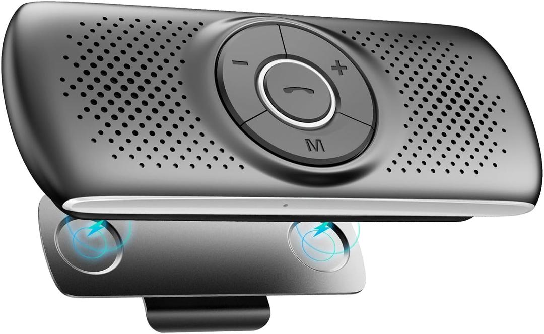 AGPTEK Car Speaker with Bluetooth 5.3, Hands Free Phone Kit for Calls, GPS & Music with TF Card Slot, Instant Connect, Siri Google Assistant Support Wireless Car Visor Clip Speakerphone (Black)