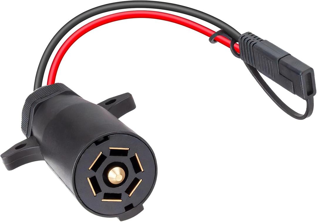 7 Pin Trailer Plug to SAE Connector Adapter - Heavy Duty 10AWG 7 Pin Trailer Cables 1/2/3ft Waterproof Trailer Plug Adapter for RV, Truck, Marine 12V Devices (2Pack, 2ft)