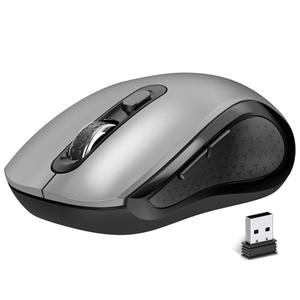 Wireless Mouse Ergonomic, Side Buttons Mouse, 2400 DPI, Silent and Anti Slip Roller Cordless Mice, 2.4Ghz with USB Receiver, 6 Buttons, Suitable for Laptop PC Chromebook and Windows 11/10/7 - Grey