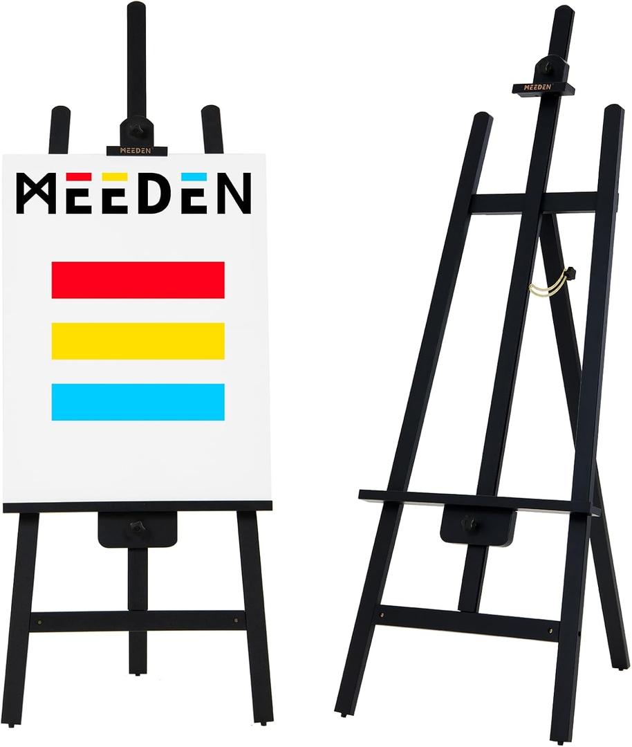 MEEDEN Black Easel for Painting: A Frame Wood Easel for Adults Artists Display Sign- Holds Canvas up to 48"
