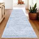 Washable Runner Rug 2x8 Runners for HallwaysVintage Kitchen Runner Rugs with Non-Slip Backing Hallway Runner Rugs,Ultra-Thin Carpet for Bedroom, Entryway,Bathroom,Laundry Room (Blue)