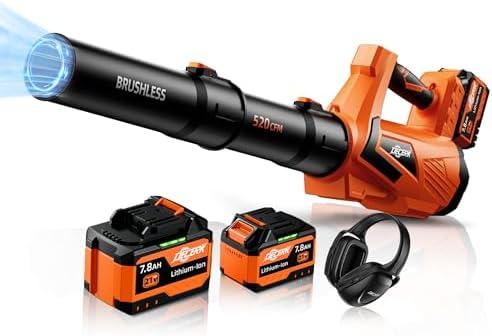 17000 RPM Cordless Leaf Blower with DECERK 7.8AH Battery - 530CFM Powerful Brushless Motor for Lawn Care, 5-Speed Turbo Electric Blower for Dust, Wet-Leaves, Car, Gutters, Lightweight Garden Tool