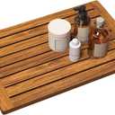 Teak Shower Mat, 21"x14" Wood Bath Mat Non-Slip Bathroom Mat Teak Bath Mats for Bathroom, Wooden Floor Mat Bathroom Mat for Inside, Outdoor or Spa(Small) (Natural)