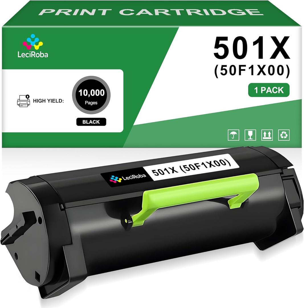 LeciRoba 10000 Page-Yield 50F1X00 501X Remanufactured Toner Cartridge Replacement for Lexmark MS410 MS410d MS410dn MS415 MS415dn MS510 MS510dn MS610 MS610dn MS610de MS610dte MS610dtn Printer (1 Pack)