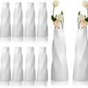 10 Pack Composite Plastic Flower Vase 8" Small Tall White Floral Vase Plastic Flower Vases for Centerpieces Unbreakable Vases for Wedding Dinner Table Party Office Living Room Bedroom Decor