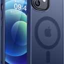 CANSHN Magnetic Compatible with iPhone 12 Case/iPhone 12 Pro Case [Compatible with Magsafe] [Translucent Matte] Slim Thin Shockproof Protective Bumper Cover Phone Case 6.1 Inch - Deep Blue