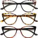 EYEURL 5 Pack Cat Eye Reading Glasses for Women-Blue Light Glasses for Woman Fashion Readers with Spring Hinge, +2.50