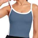 XUNYU Womens Longline Sports Bra Workout Tops with Built in Bras Adjustable Strap Crop Yoga Tank Padded Athletic Shirt M
