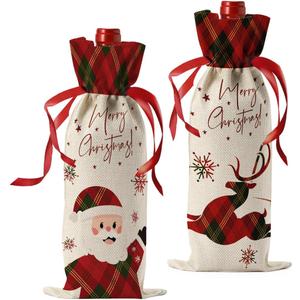 2Pcs Vintage Christmas Gifts for Women Holiday Bag Xmas Gift for Men Her Lady Coworker Friend Bestie Sister Mom Gift Bag Bags for Bottles Gifts