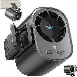 Portable Clip on Air Conditioner Fan for Car with LED Display, 360 Rotation 199 Speeds Mini Cooling Fans, USB Rechargeable 1500mAh Battery Powered Personal Fan for Car Vehicle Stroller Office Camping