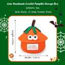 Easter Basket Funny Positive DIY Pumpkin Emotional Crochet Support Gifts Egg Buckets Gifts Tote Bags Egg Hunt Basket for Kids, Boys, Girls, Toddler, Babies, Infant