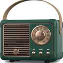 PRUNUS J-999 Retro Bluetooth Speaker,Vintage Decor,Mini Wireless Bluetooth Speaker,Cute Old Fashion Style Support USB/TF Card/AUX for Kitchen Desk Bedroom, White Elephant Gifts for Adults Men Women (Green)
