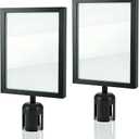2 Pack Stanchion Sign Holder, Stainless Steel Stanchion Sign Holder, Heavy Duty Black Vertical Display Frames for Crowd Control Signs, Double Sided Sign Holder for Events & Queues
