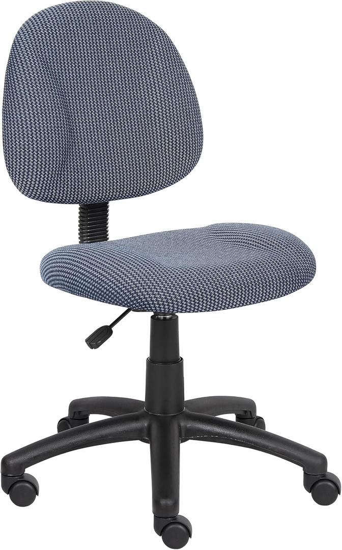 Boss Office Products Perfect Posture Delux Fabric Task Chair without Arms in Blue