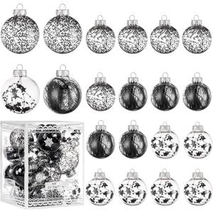 Christmas Ornaments Ball Set-Shatterproof Clear Plastic Decorative Baubles for Xmas Tree House Holiday Wedding Party Decoration,20pcs Black (Style 4)