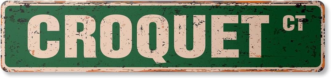 CROQUET Vintage Plastic Street Sign set mallet balls player signs | Indoor/Outdoor | 30" Wide, 7" X 30" Rigid Plastic