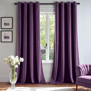 MIULEE Velvet Curtains Purple Elegant Grommet Thermal Insulated Soundproof Room Darkening Curtains/Drapes for Classical Living Room Bedroom Decor 52 x 96 Inch Set of 2