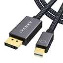 IVANKY 8K Mini DisplayPort to DisplayPort Cable 3.3ft, Bi-Directional Mini DP to DP Cable 8K@60Hz, 4K@144Hz, 32.4Gbps HD [Thunderbolt 2 Compatible] Aluminum Shell, Gold-Plated Braided for MacBook, PC (3.3 Feet, Grey)