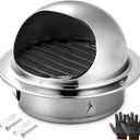 6 Inch Quality 304 Stainless Steel Wall Air Vent Cover with Louver & Mesh - Ideal for HVAC, Dryers & Industrial Use