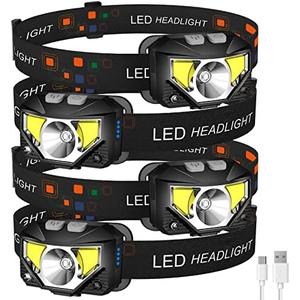 LHKNL Headlamp Flashlight,2 -Pack Lumen Ultra Bright LED Rechargeable Headlight with White Red Light,Waterproof Motion Sensor Head Lamp,8 Mode for Outdoor Camping Running Cycling Fishing