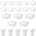 20 PCS Pegboard Cups Pegboard Bins Set, Pegboard Wall Organizer with Hooks and Loops, Pegboard Wall Containers Clear Peg Hooks Assortment Organizer Accessory for Garage Storage