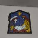 Nativity Scene Sun Catcher - 8'' Nativity Scene Stained Glass Window Hanging Ornaments Glass Sun Catcher for Home Window Decor Colorful Glass Panel for Wall Hanging Christmas Ornament Gift
