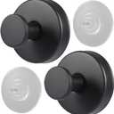 Picowe Suction Cup Hooks Stainless Steel Wreath Hanger Shower Wall Storage Hook Organizer for Hanging Tower Clothes Bags Keys Hats Decorations Wreath (Black, 2)