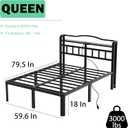 Queen Bed Frame with Headboard & Charging Station 18 Inch High Under-Bed Storage,Heavy Duty Metal Platform Bed Frame Queen Size, No Box Spring Needed, Black (18 Inch, Queen)
