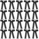 Collegiate Style Cheer hair Bows for Girls, Long Tail Skinny Cheer Bow Ponytail Holder Handmade Bows for Girls Teens Softball Cheerleader Sports (Black)