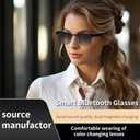 Piluyaa Smart Glasses Bluetooth Audio Sunglasses for Men Women with Dual Stereo Speakers, Open Ear Music &HD Calling, Touch &Voice Assistant, UV ProtectionSilver