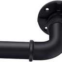 Industrial Curtain Rod Set with Brackets - 1" Black Rustic Rod for Windows 36-72" Outdoor Hanging