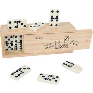 GOTHINK Dominos Set for Adults with Leather Box - Tile Dot Dominoes Games Set for Family Night Travel Game - Classic Party Board Game Ideal (Double 6 Dominoes with Wooden Box)