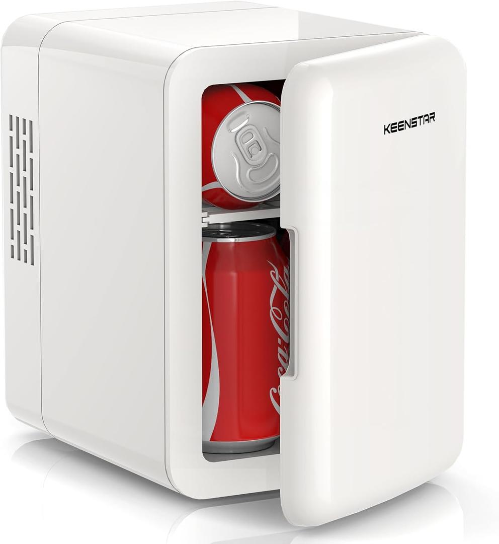 4L Mini Fridge for Skincare & Food, 110V/12V Cooler & Warmer, Portable Refrigerator for Bedroom, Office, Car, Dorm - Ultra Quiet, Energy Efficient, Dual Use for Breast Milk, Cosmetics, Snacks (White)