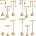 Marsui 6 Pcs Earring Display Set Earring T Bar Display Earring Holders with 3 Heights Earrings Display Stand for Jewelry(Linen Color)