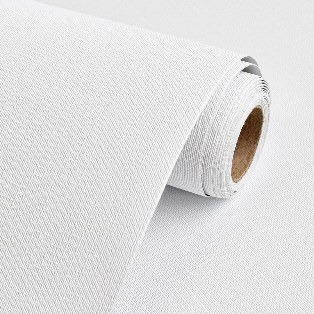 Rugreat Matte White Peel and Stick Wallpaper Modern 118inL 15.7inW White Paintable Contact Paper for Cabinets Self Adhesive Wallpaper for Bedroom Table Texture Contact Paper for Furniture Waterproof