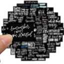 61PCS Black Inspirational Positive Quote Vinyl Sticker for Vision Board Supplies Waterproof, Motivational Decals for Water Bottle, Car, Skateboard, Laptop, Luggage
