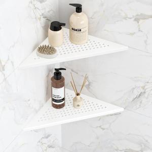 Qeke Corner Shower Shelves, 10 Recessed Tile Shower Shelf Matte White, 304 Stainless Steel Grout in Corner Tile Shower Shelves, No Drilling, 2 Pack